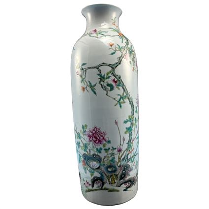 Bình sứ màu vẽ cây đào, dáng đẹp cao 46cm